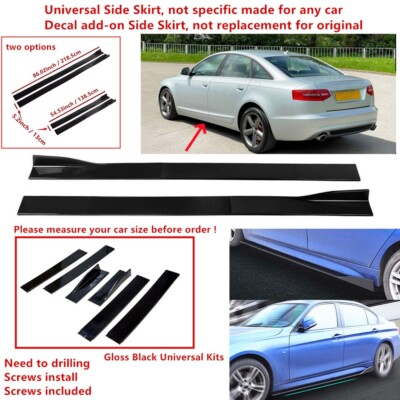 86/54.5'' For 09-11 AUDI A6 C6 S6 Sedan Universal Gloss Side Skirt Extension Lip