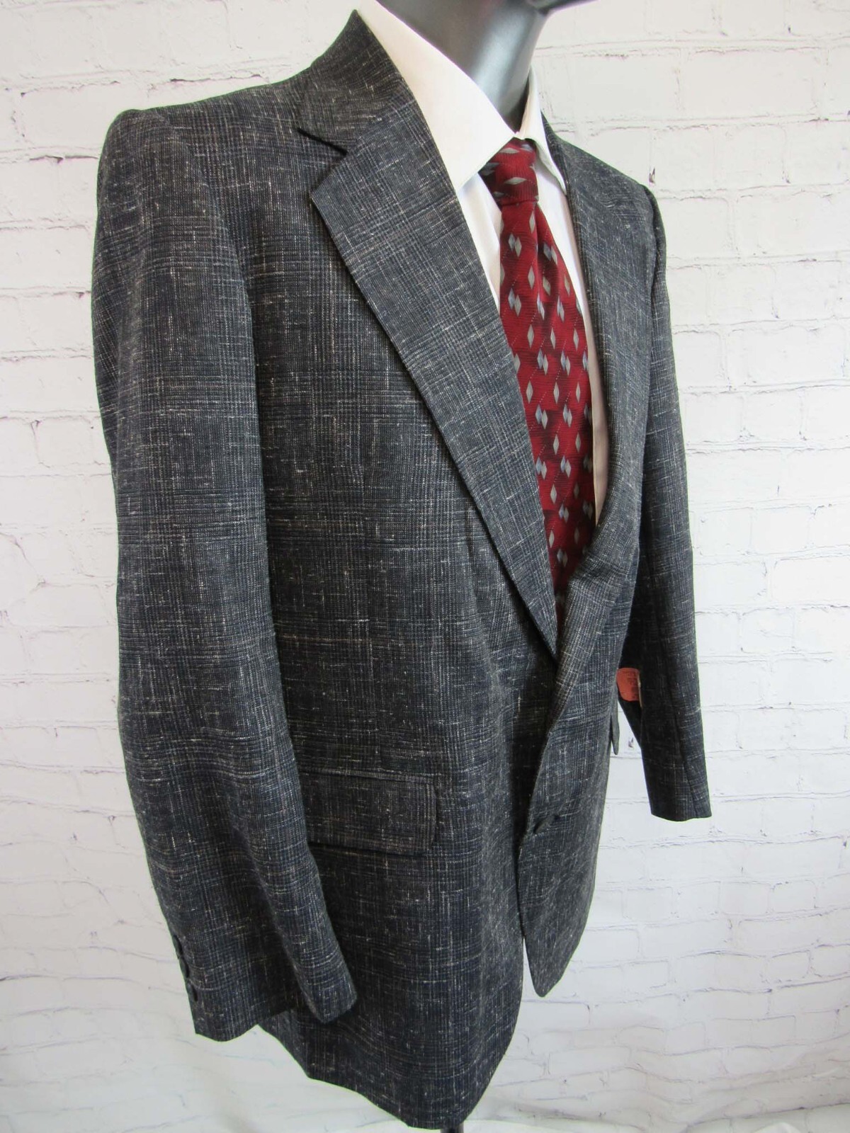 FILA NUOVO VINTAGE Adams Row cappotto sportivo grigio tessuto testurizzato misto poli lino lana taglia 42R