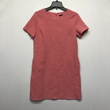 Ann Taylor Women Short Sleeve Cotton Blend Dress Size 8 Striped Back Zip M142 17