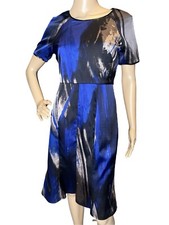 Tahari Women's Zahara Brilliant Blue Mermaid Satin Lined Dress Size 4