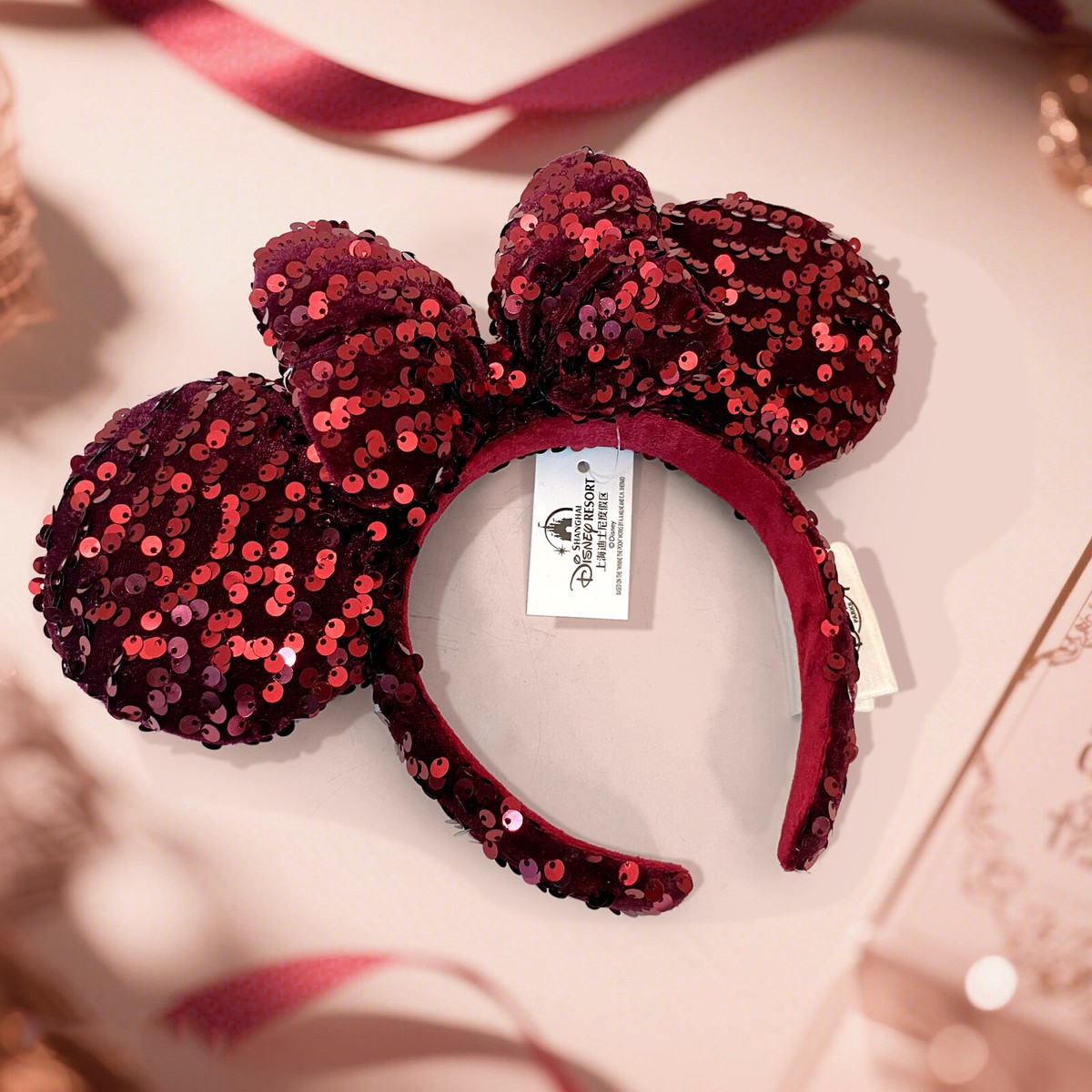 Disney Red Sequin Minnie Ears Headband Red Sequin Bow Disney Minnie Ears Ears Headband main image 3