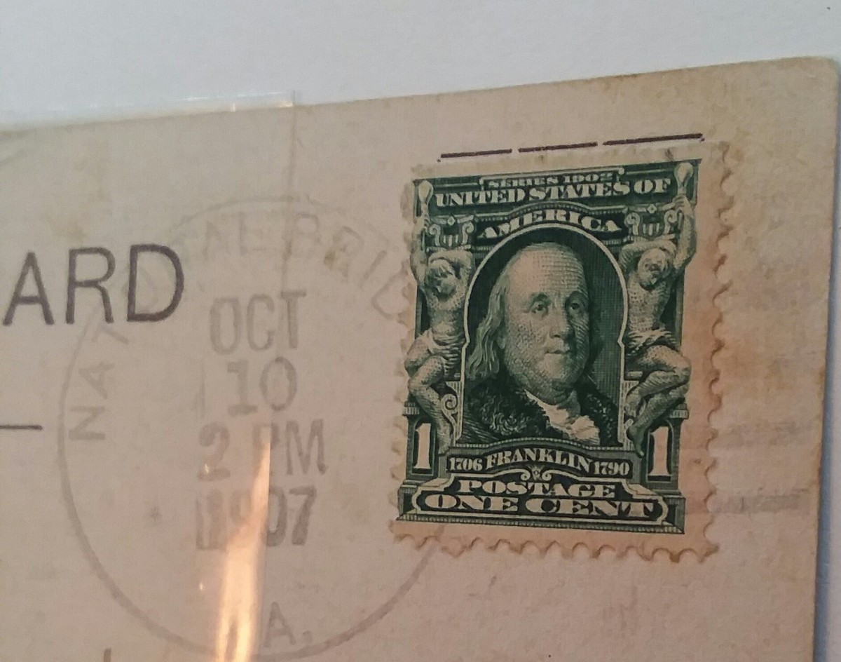 ジェイムスマッケンジー(額入り) Series 1902 Benjamin Franklin 1 Cent Stamp *Extrmly Rare