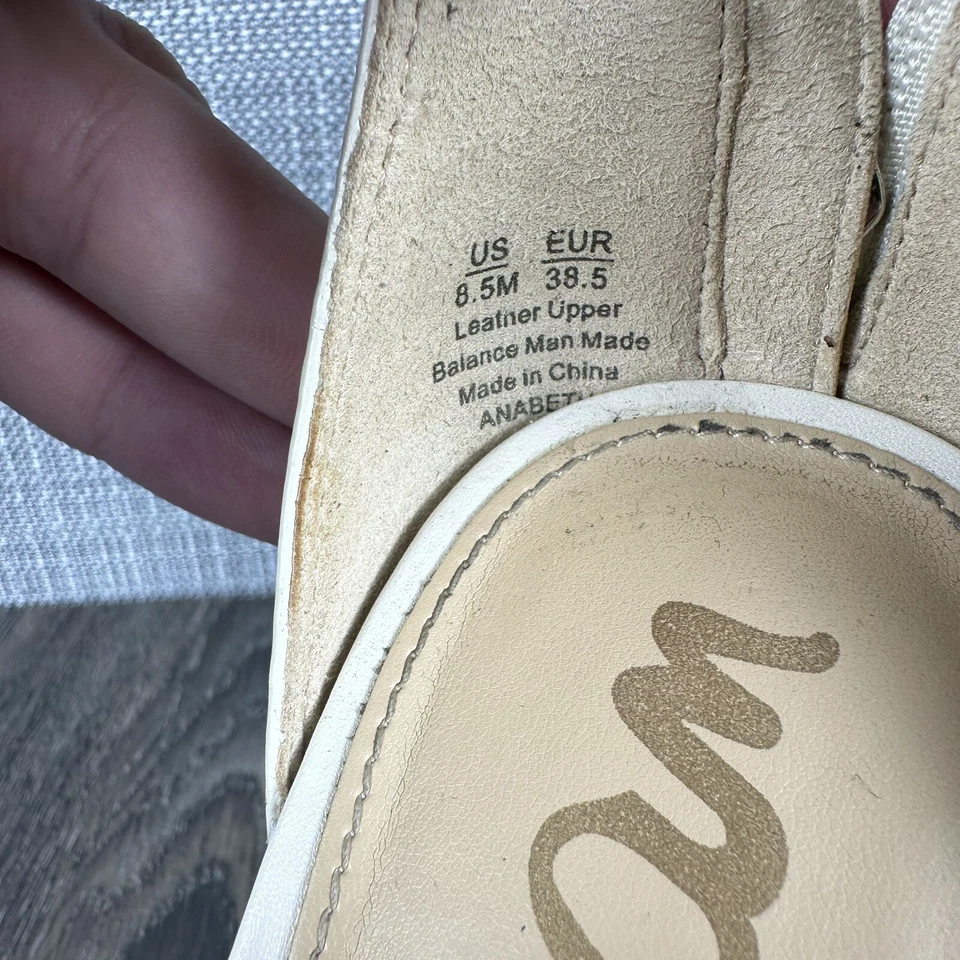 Sandalias Sam Edelman Anabeth Tacones Altos 8.5 Beige Cuero Punta Abierta Cremallera Flecos Foto 4 de 4