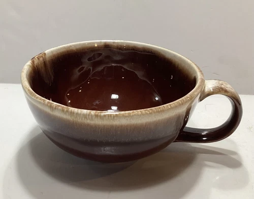 Vintage McCoy Pottery 137 Soup Bowl Coffee Mug Large With Handle Brown Drip
