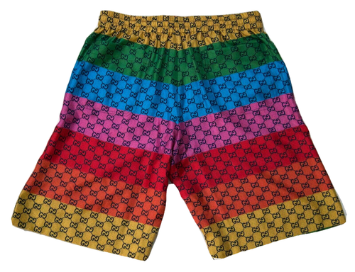 Pantaloncini GUCCI GG in twill multicolore di seta  - Foto 2 di 8
