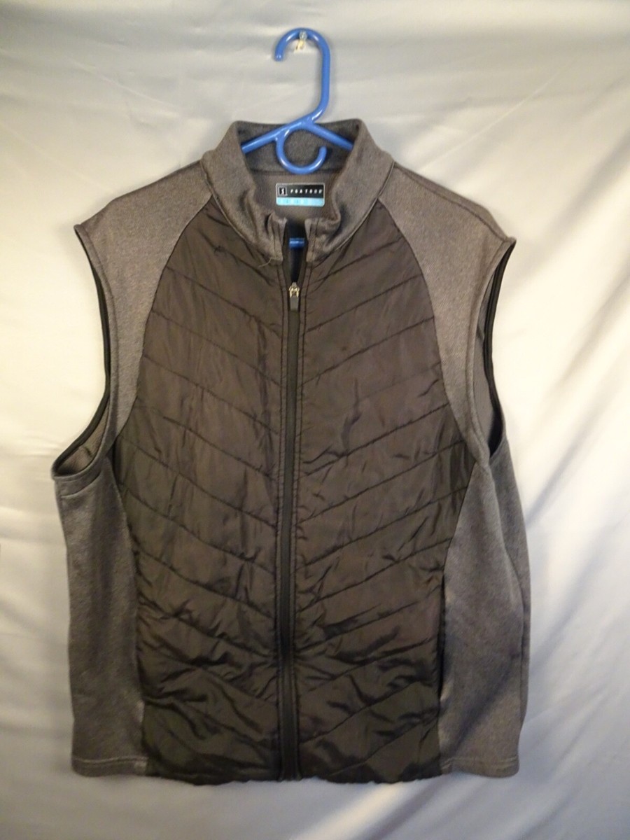 PGA Tour Mens L Gray Lightweight Fleece Vest Puffer Outdoor Sport