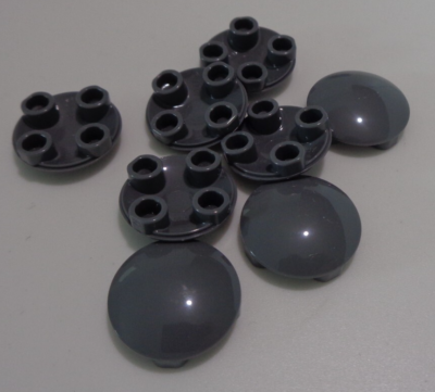 プレート LEGO 2654 - 28558 Slide Shoe Round 2x2 Plate Dark Stone Grey x8