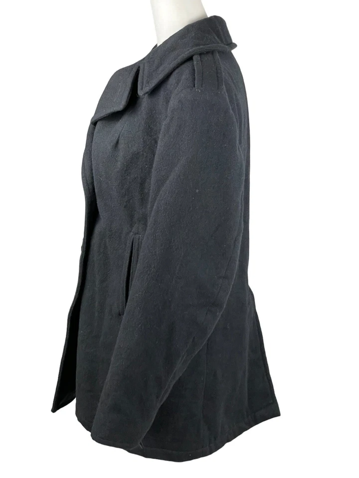 DSCP Quarterdeck Collection Mujer 12L Abrigo Guisante Lana Doble Pecho Negro Foto 2 de 4