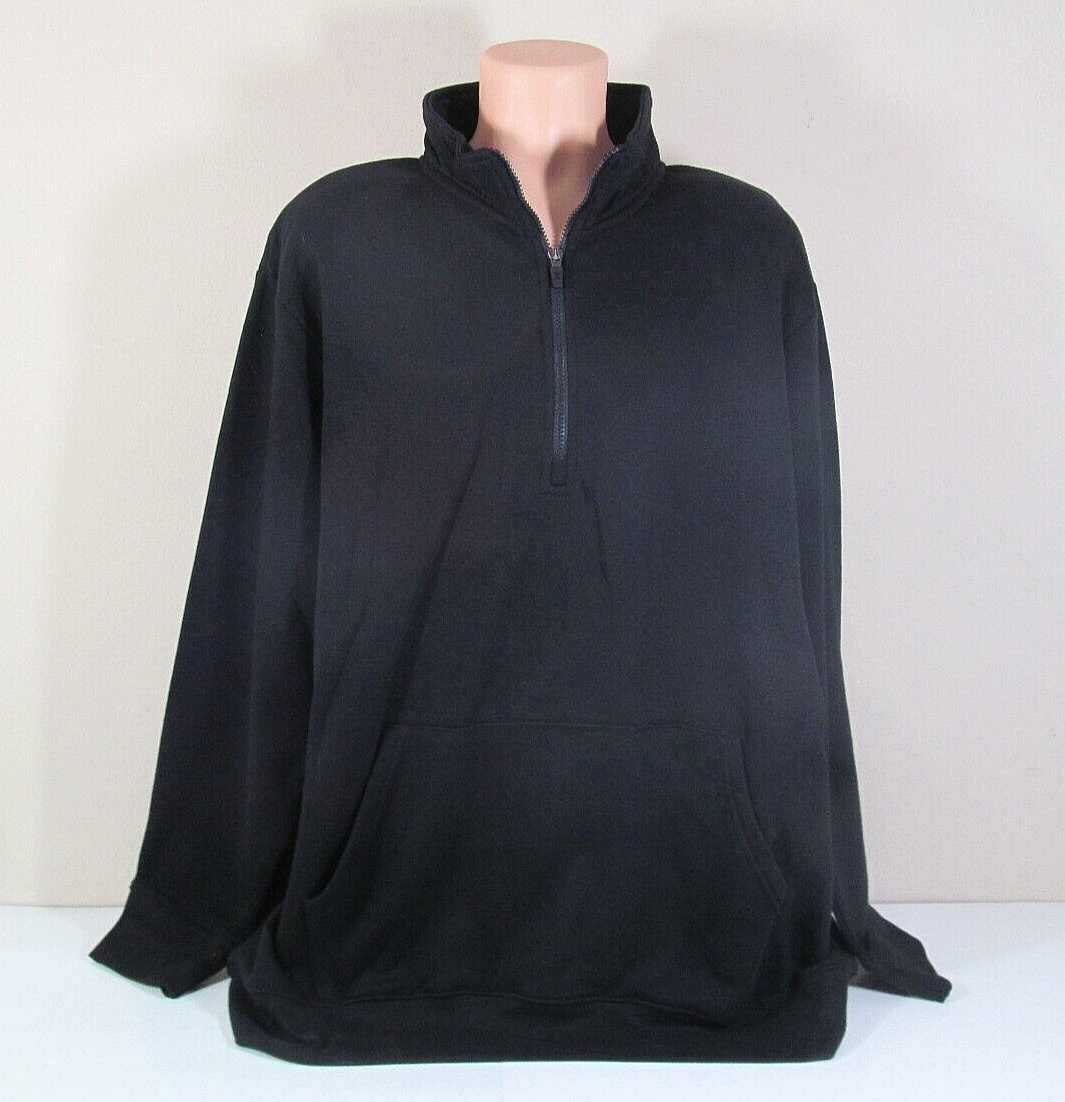 XERSION Mens 3XL Quick-Dri Black 1/3 Zip Pullover Sweatshirt Stand-up Collar