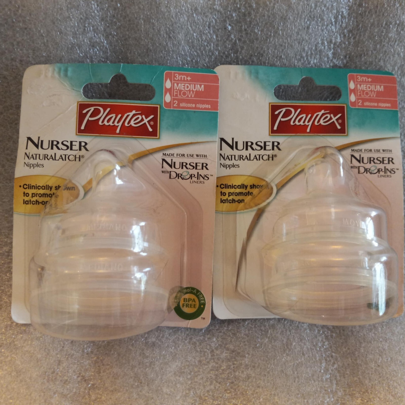2 Packs 2011 Playtex Drop Ins Naturalatch Baby Bottle Nipples Medium Flow 3+