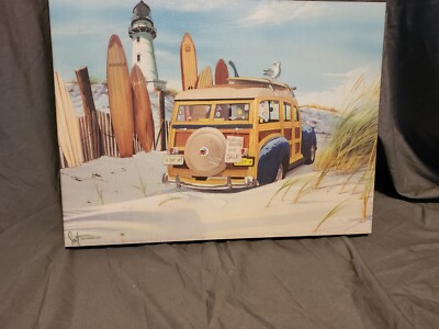 G'Day Mate - Retro Woodie on Beach - Original Color Painting Scott Westmoreland