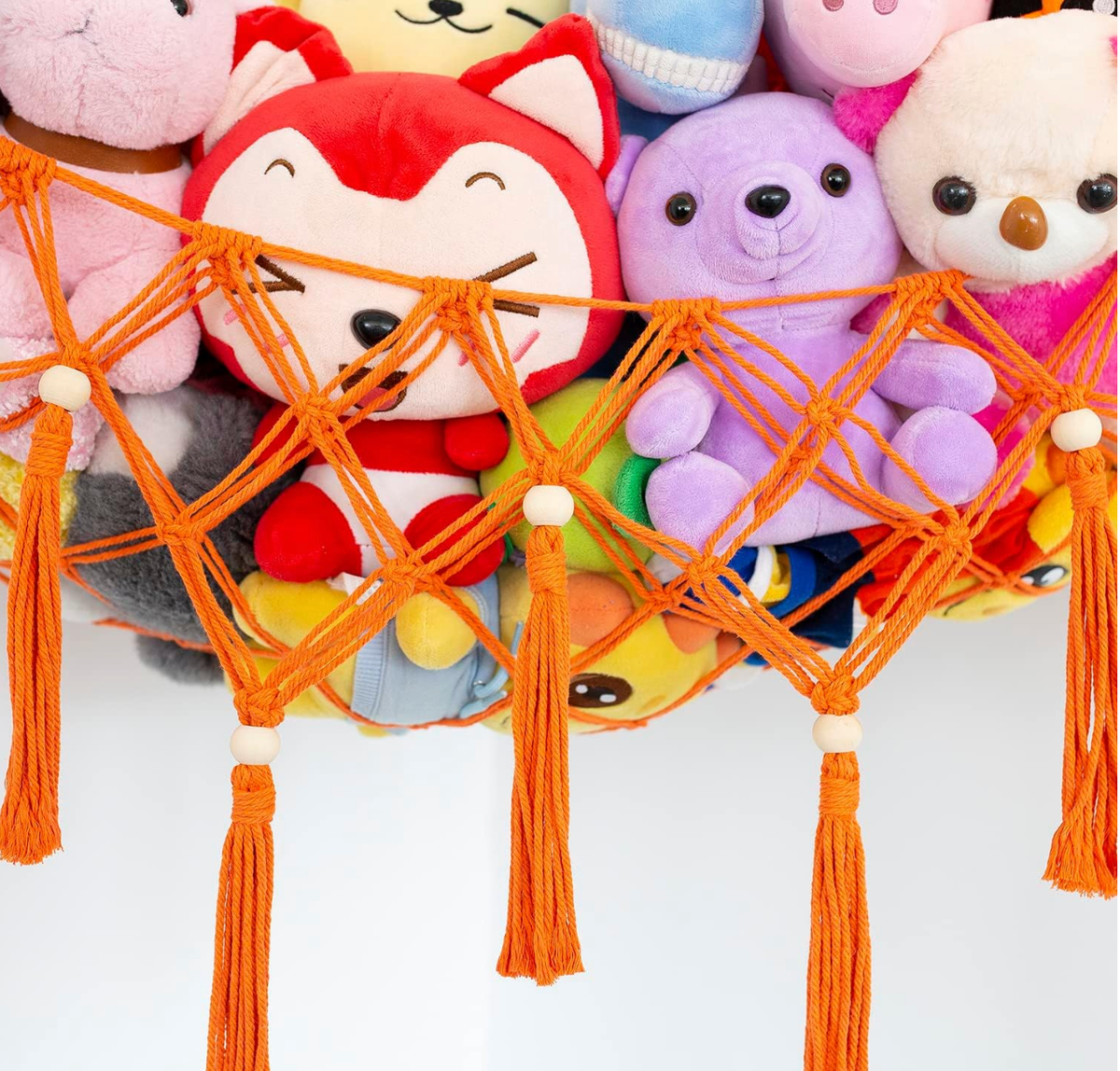Stuffed Animals Storage Hammock Orange Toy Organizer Corner