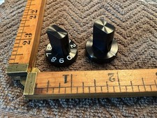 Two Vintage Aluminum Stereo Knobs , 7/8 Tall. 7/8 Dia. Black, 1/4 Shaft