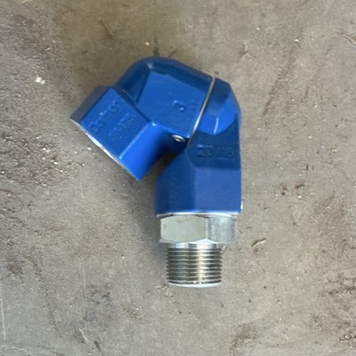 Dormant Swivel Blue Metal Industrial Angled Fitting Adapter Connector MPN 4D26