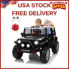 24V 4WD Ride On Truck 800W 2 Seater RC 3 Speed Halloween Gift Black Big Kids Car