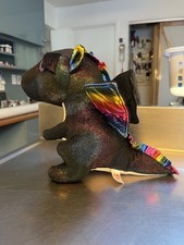  TY Beanie Boos Big Eyed Anora Black Rainbow Dragon 9 inch Plush Stuffed Animal