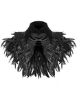 Devil Fashion Mens Gothic Aristocrat Chained Feathered Shoulder Cape Cloak Black
