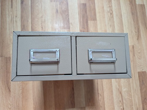 Beige Double Drawer 3x5 Index Card File Cabinet