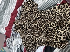 Women's Leopard Animal Print Chiffon V-Neck Sleeveless Ruffle Short Dress M