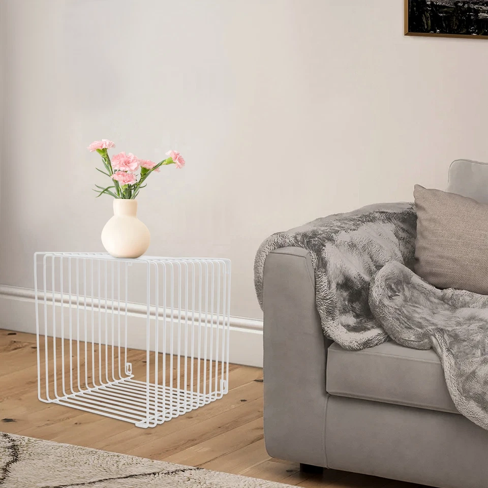 Side Table, Square Geometry Side Table, Linear Metal End Table - Image 3 of 4