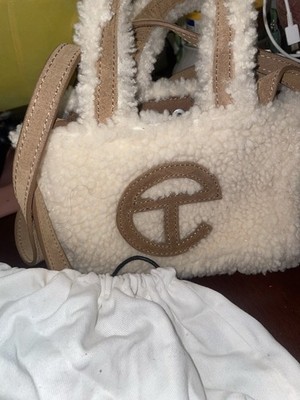 UGG x Telfar Shearling Tote with Logo Accent and Original Dust Bag Beige