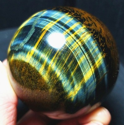 RARE 341.8G Natural Blue Tiger's Eye Sphere Ball/ Energy Agate/ Healing CA1633