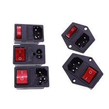 AC-14-F16 DB-8 Power Socket 250V 10A Rocker Switch With Fused connector Brass