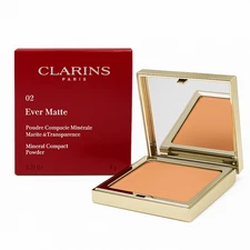 Clarins Ever Matte Shine Control Mineral Powder Compact Shade 02 Transparent NIB