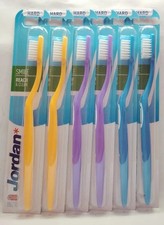JORDAN HARD TOOTHBRUSH 6-PACK Deep Clean Power Dentist Trusted FREE SHIP