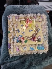 Baby Fabric Photo Book Album Vintage Memory Keepsake Handmade Yellow 10x11"