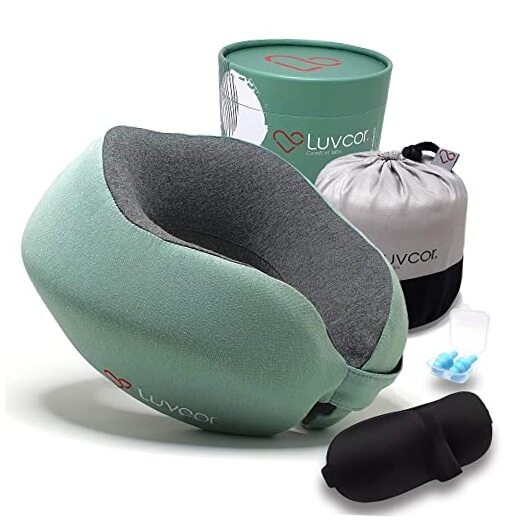Premium Memory Foam Travel Neck Pillow Bundle with Ergonomic Support