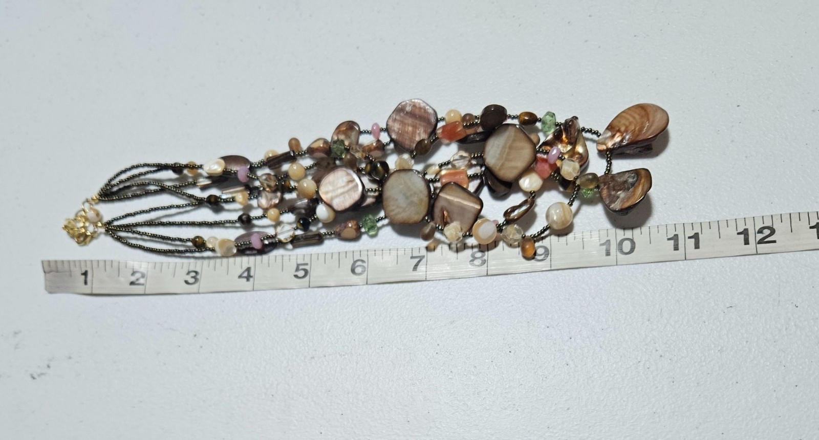 Boho Shell Gemstone Beaded Statement Necklace Lay… - image 5