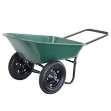 NEW! Heavy Duty Plastic Two Wheeled 70L Garden Yard Wheelbarrow Pneumatic Tyre