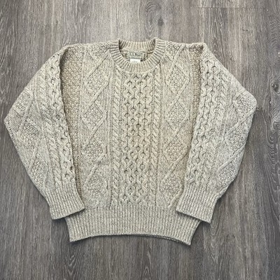 Vintage LL Bean Aran Strickpullover 100 % Wolle Made in USA Pullover Damen Large (UK 12)