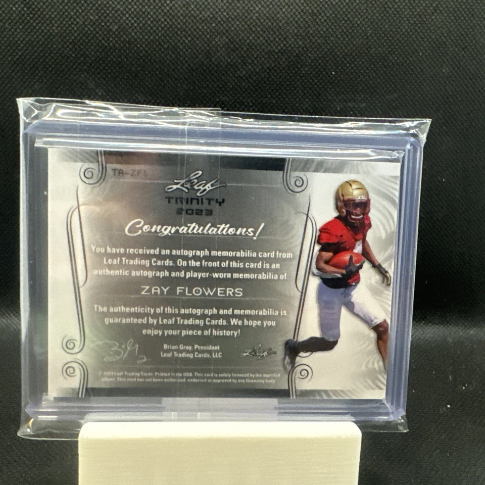 ZAY FLOWERS 2023 Trinity RARE ROOKIE Triple PATCH AUTO 10/50 - Image 3 of 4