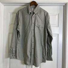 Brooks Brothers 346 Shirt Men's MEDIUM Green Gingham The Original Polo Button Up