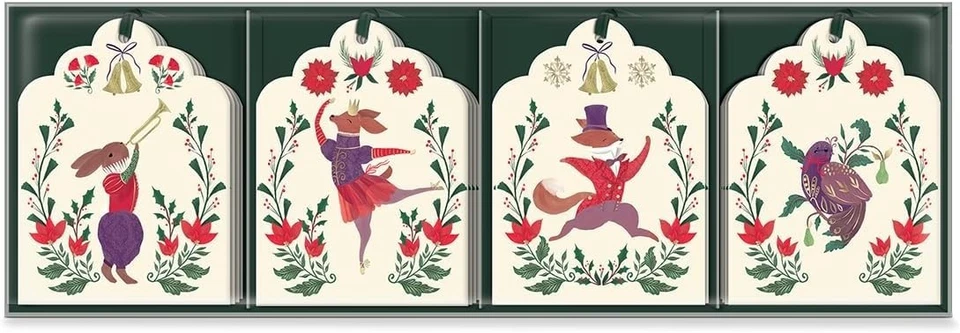 TWELVE DAYS set of 16 animal-themed gift tags Molly & Rex (Punch Studio) NIB