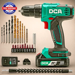 DCA Cordless Drill Set 354 in-lbs Torque 3/8" Keyless Chuck Electric Power Drill