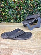 Olukai Flip Flops Nui Sandals Open Toe Shoes Brown Leather Upper 10239 Mens 12