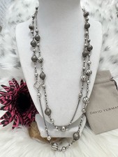 David Yurman .925 Elements Beaded Quatrefoil Long Necklace 47”