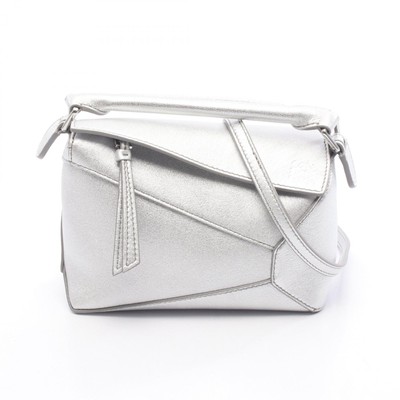 LOEWE Puzzle Bag Mini 2Way Shoulder Handbag A510P88X431160 Leder Silber NEU
