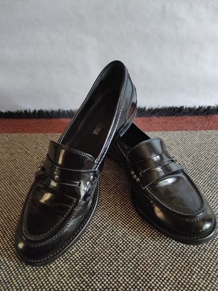 Men Donna Carolina Loafers Black Patent Leather 38