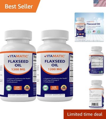 2 Pack Natural Flaxseed Oil 1200mg - Essential Omega-3 for Immune & Heart Health