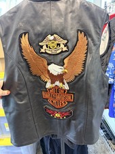 Harley-Davidson Black Leather Vest H.O.G. Harley Owners Group Patch