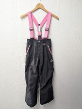 GERRY Snow Pants Insulated Ski Bibs Removable Suspenders Black Pink Size 7/8