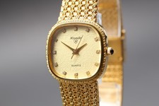 Sale [Top MINT]  Nivada N-25001SP Gold Square 12P Quartz Ladies Watch From JAPAN