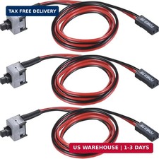 3 Pack 2 Pin SW PC Desktop Power Cable On/Off Push Button ATX Computer Switch Co