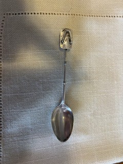 Antique Sterling Silver Bamboo & Sandal Souvenir Spoon .925 Silver 0.41 Oz