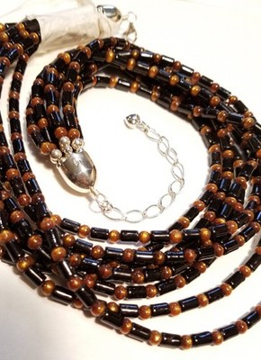925 sterling silver DTR Jay King black Gold coral bead 8 strand necklace new 
