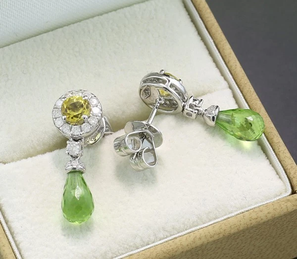 Brillant Citrin Peridot Ohrstecker 3,56 ct 750er Weißgold Wert 2.800 €, neu - Bild 3 von 3